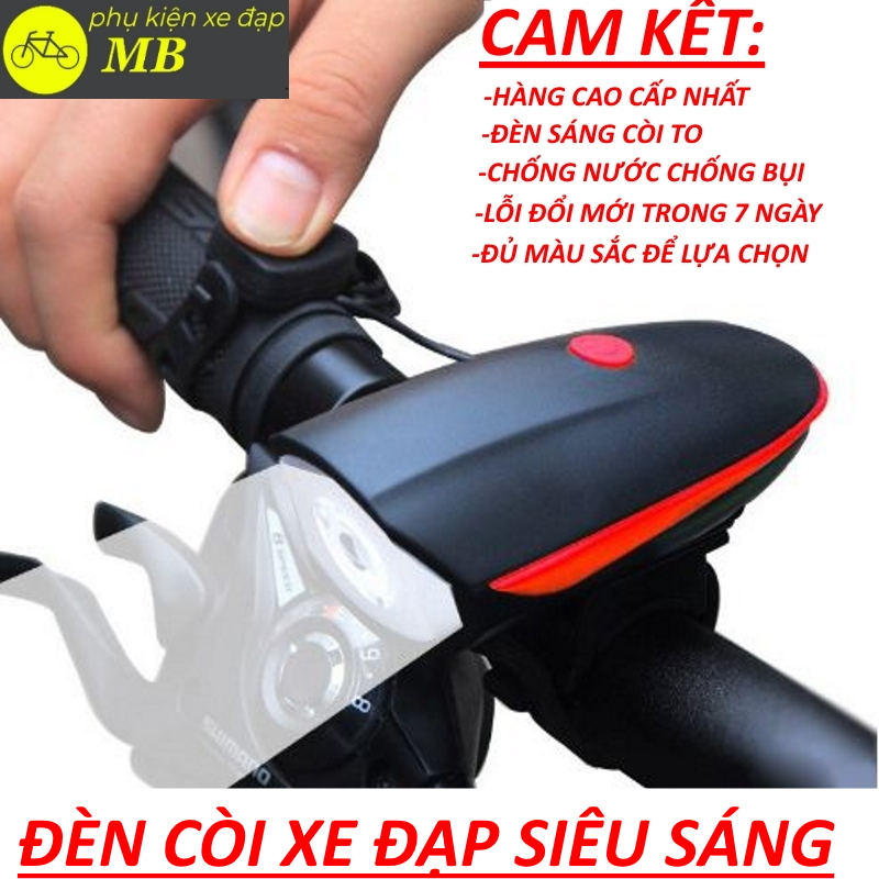 Đèn xe đạp siêu sáng có còi tích hợp sạc pin cổng usb chống nước nhiều màu sắc dễ dàng lắp đặt bóng led 3 chế độ sáng 5 kiểu còi lớn 140db tặng kèm dây sạc