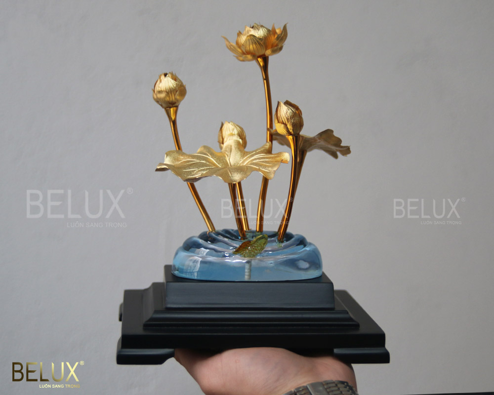 Hồ hoa sen mạ vàng 24k KT 17x14x22cm [HOTDEAL]