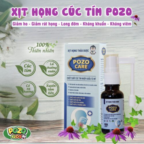 Xịt họng thảo dược pozo care – chiết xuất cúc tím xuyên tâm liên