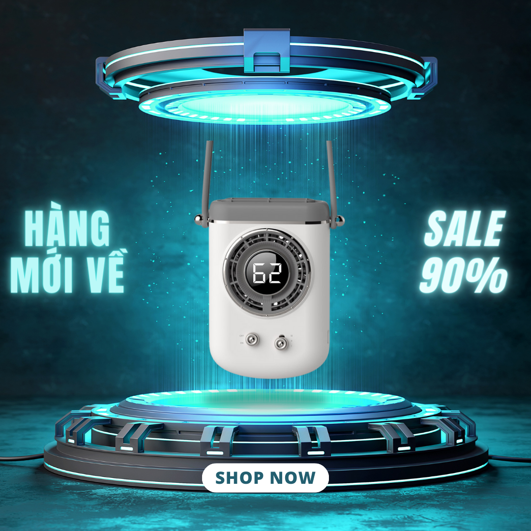 Quạt đeo thắt lưng tích điện điều hòa siêu mát portable fan kiêm sạc dự phòng đeo hông cổ tay để bàn 2 mức gió sạc type c siêu nhanh pin trâu 20h