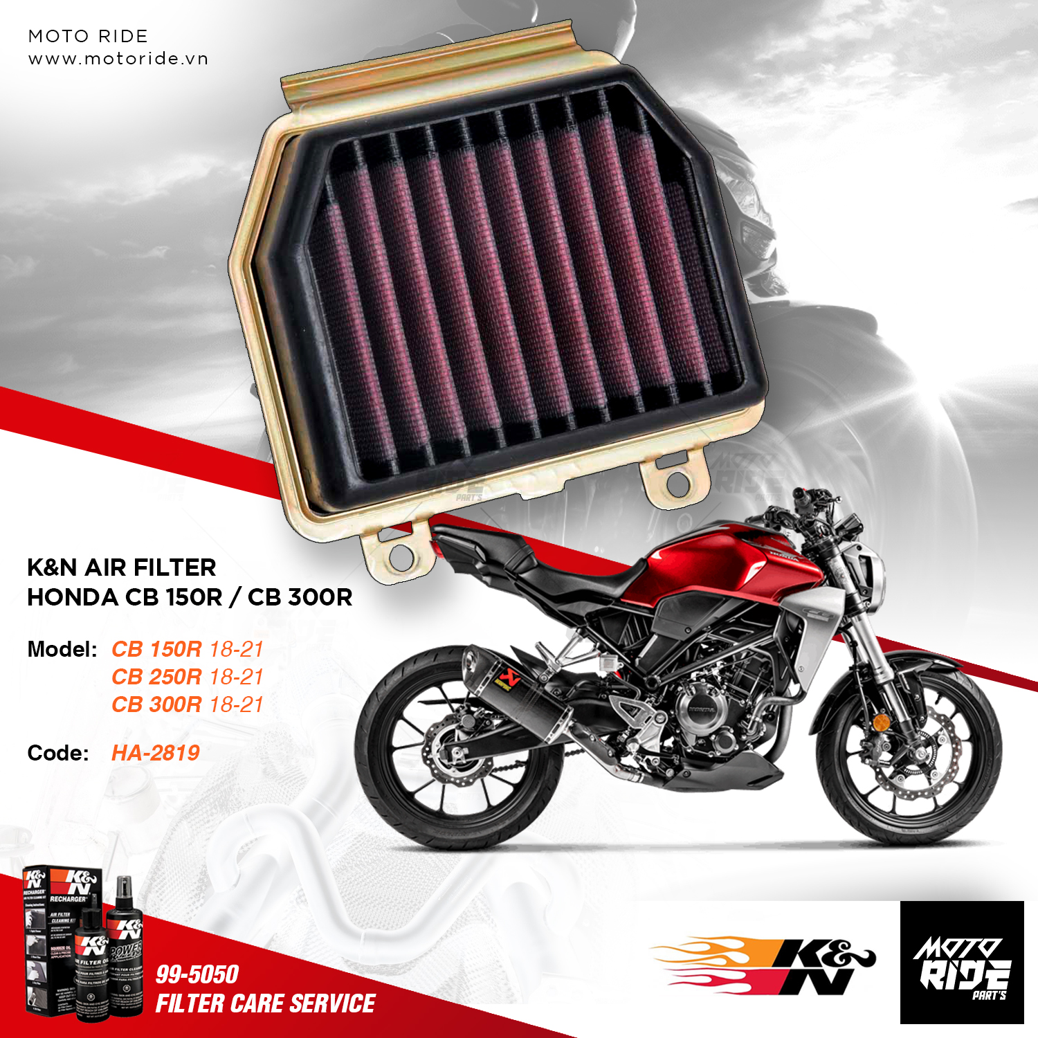 K&n ha-2819 lọc gió độ cho honda cb 150r / cb 300r