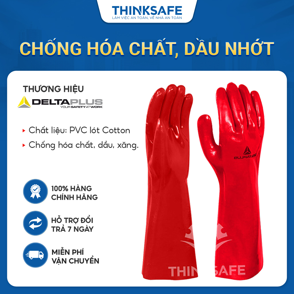 Deltaplus pvcc400 chemical oil proof gloves specialized in mechanical engineering-johnsafe