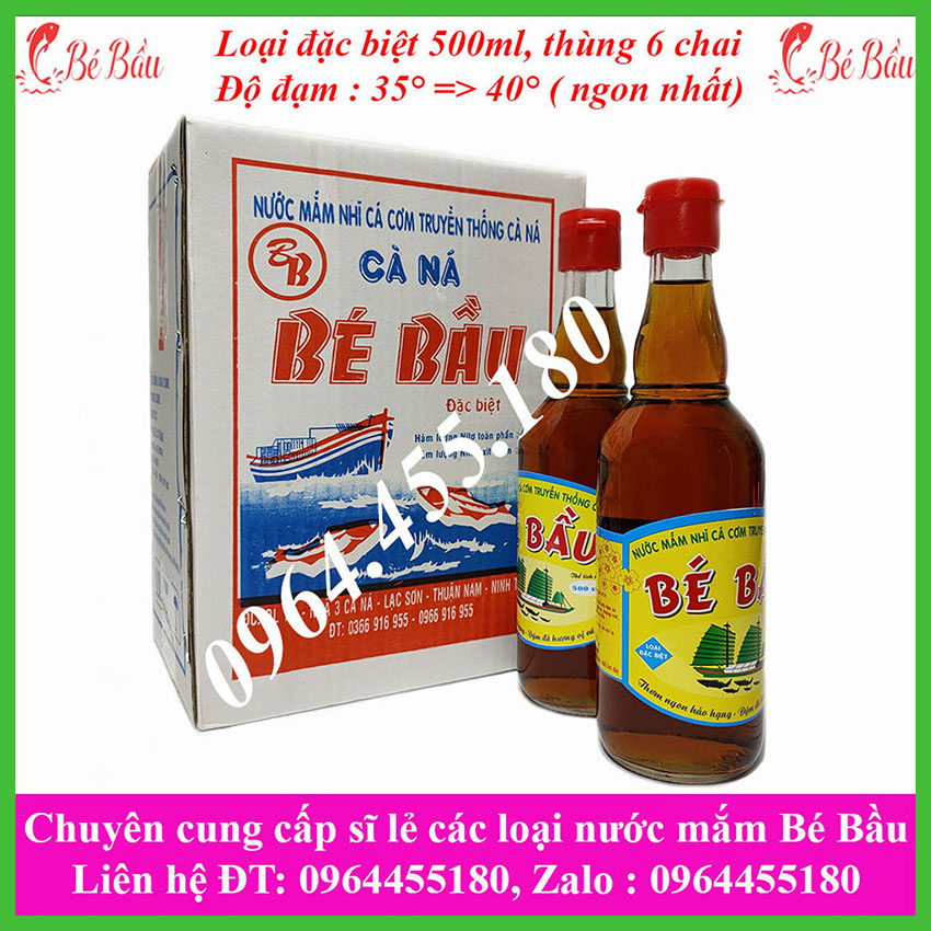 Nước mắm Bé Bầu loại Đặc Biệt chai miễn 500ml Win8786 thùng 6 chai, loại  ngon nhất, chuẩn nước mắm truyền thống Cà Ná Ninh Thuận