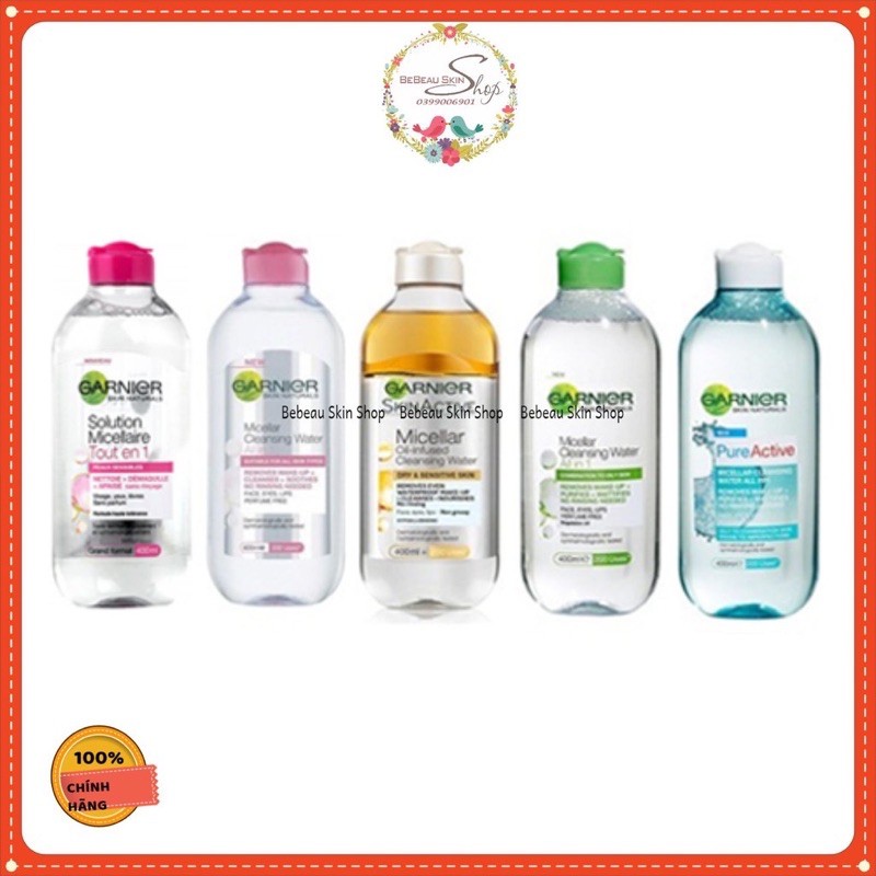 Nước tẩy trang Garnier Skin Active 400ml Pháp Đức - Bebeau Skin Shop