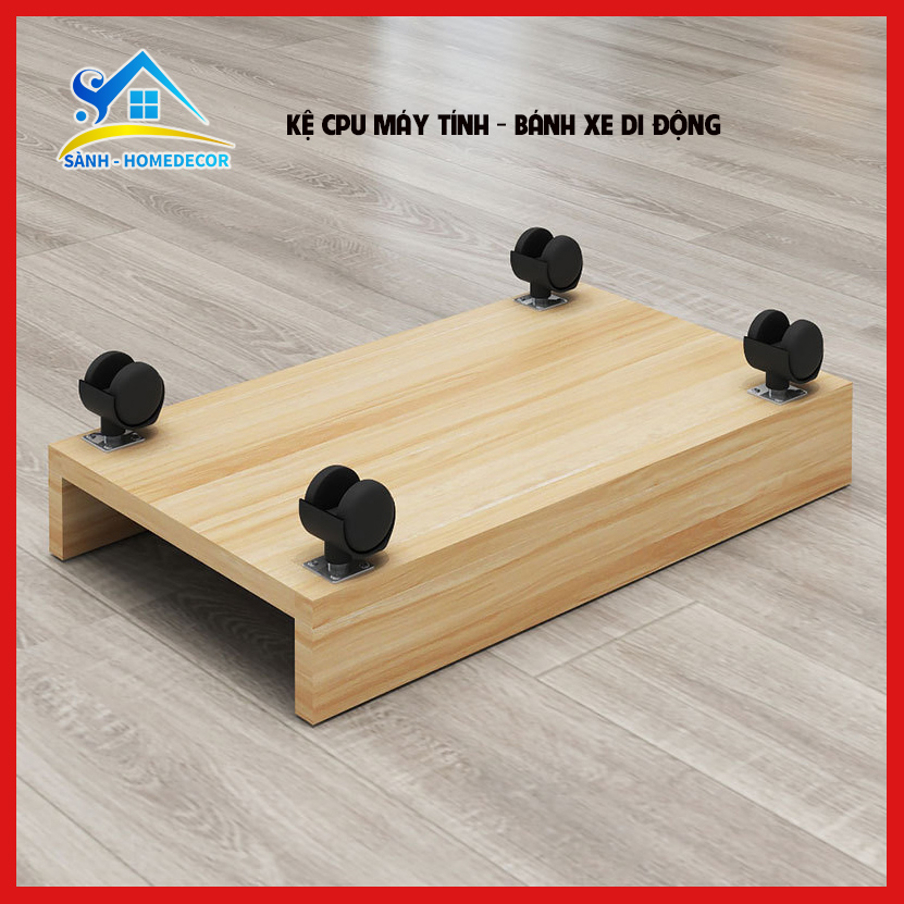 Kệ để cpu có bánh xe kcpu.01 gỗ mfc/mdf an cường dày 17mm phủ melamine, kệ để case máy tính máy in chịu lực tốt sành, kệ cpu gỗ giá rẻ