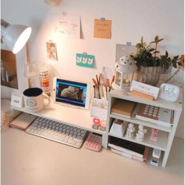 COMBO kệ máy tính và kệ sách 3 tầng chất gỗ MDF ván dày 12mm
