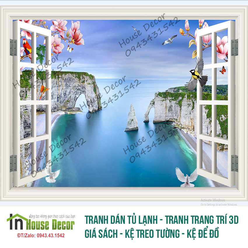 Tranh Dán Tường 3d, Tranh Cửa Sổ Trang Trí Tường 3d- Tranh trang trí, tranh treo tường, tranh treo phòng khách, tranh treo phòng ngủ, tranh treo tường 3D, tranh nghệ thuật, tranh phong thủy - CS59