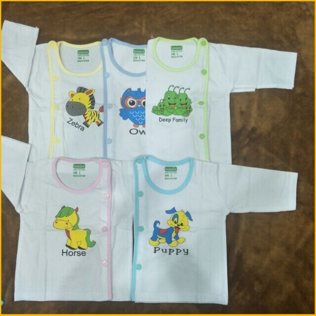 [HCM]Set 5 Áo Sơ Sinh Bác Sĩ Trắng Tay Dài Bosini Cho Bé (2-13Kg)