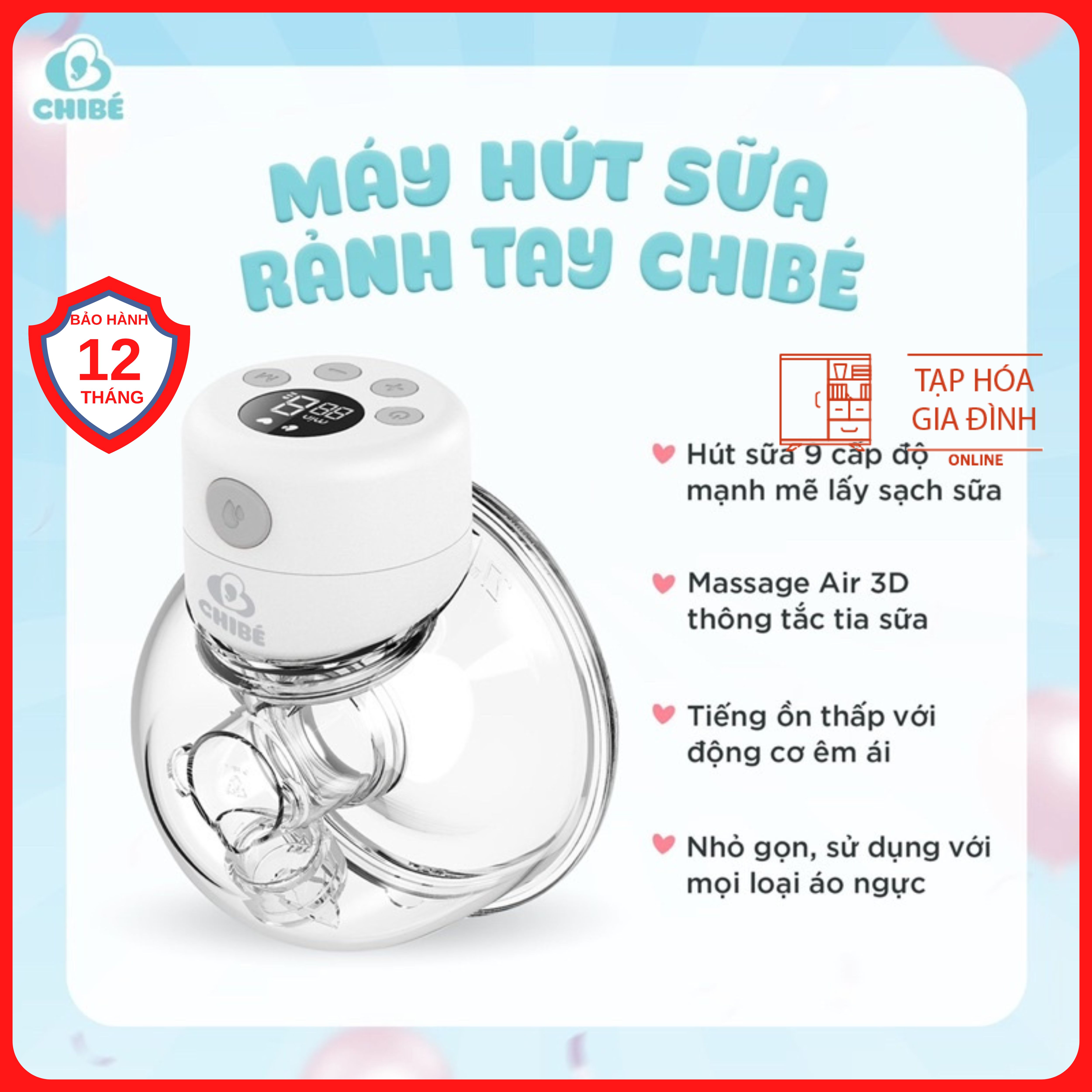 Máy hút sữa rảnh tay, máy hút sữa không dây chibé bảo hành chính hãng 12 tháng