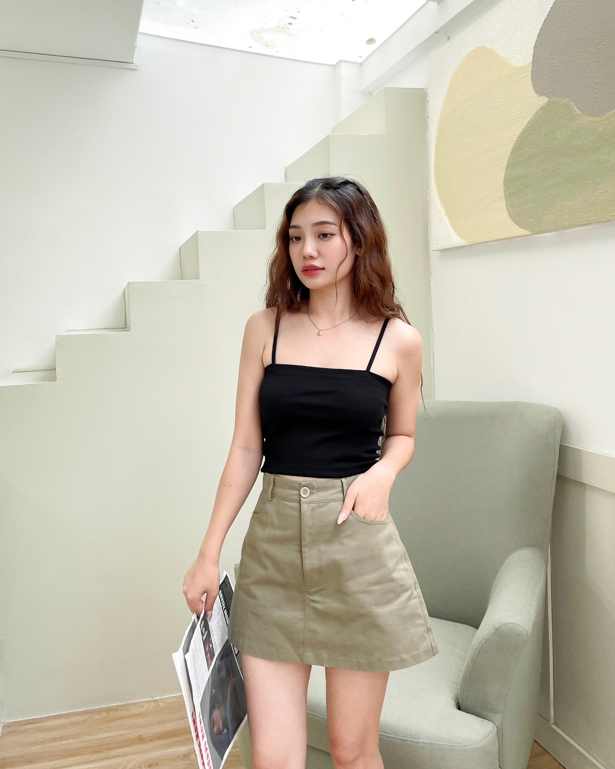 Zareen | áo 2 dây basic oal03 đen