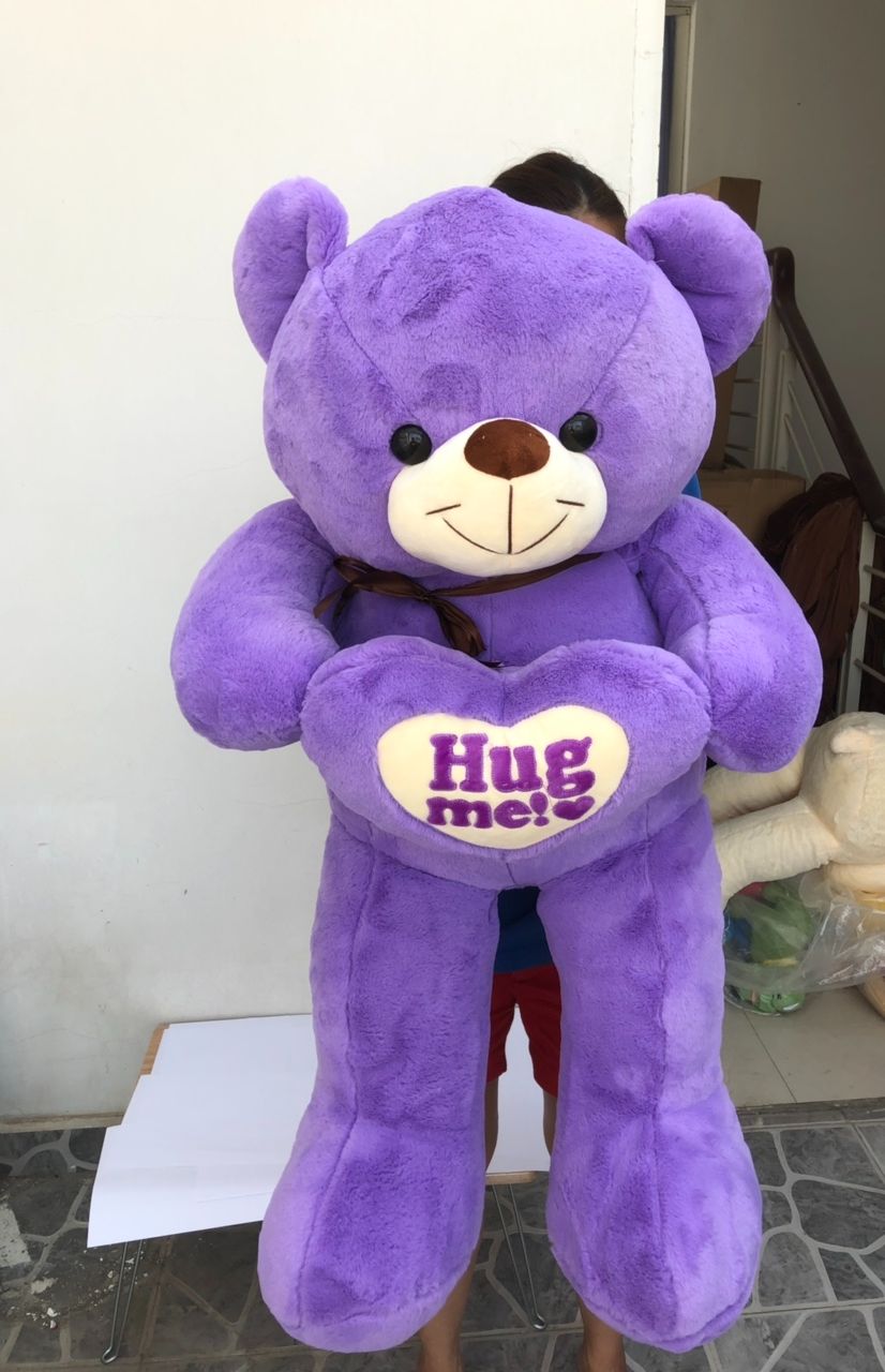 GẤU BÔNG TEDDY CAO CẤP ÔM TIM KHỔ VẢI 1M2 DÀI 1M