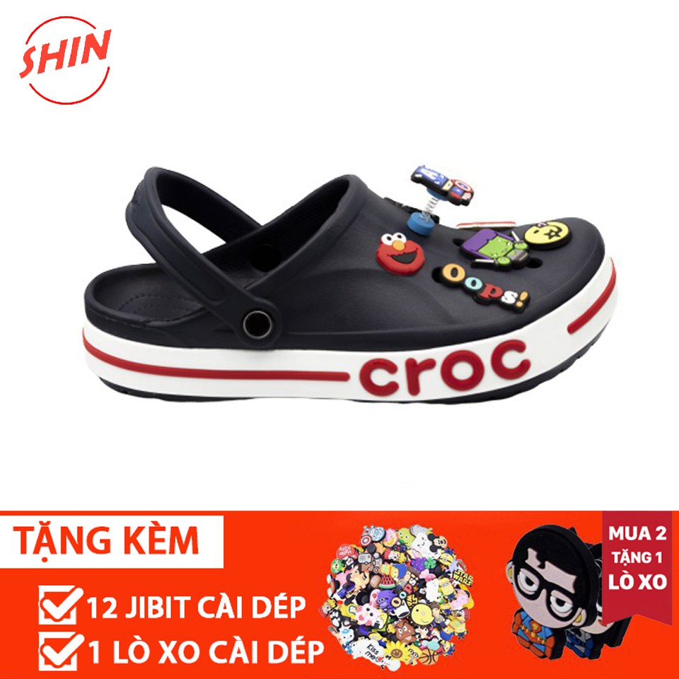 Dép cross đen viền đỏ đế bánh mì sục cross hotrend baya03