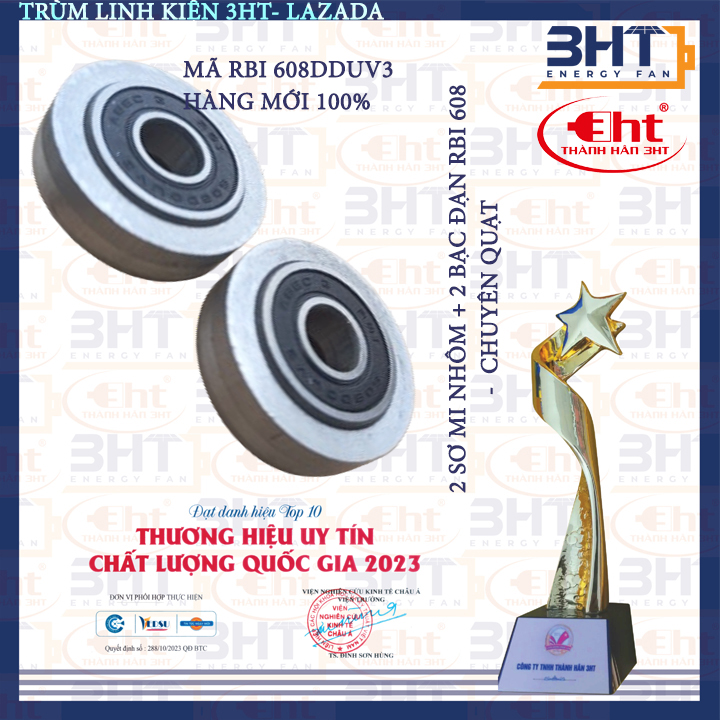 1 cặp sơ mi bạc đạn 608 nhôm quạt đóng sẵn
