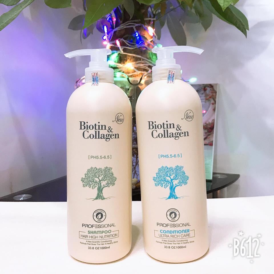 Dầu gội xã Biotin collagen trắng 1000ml Dầu gội Collagen giúp phục hồi tóc hư tổn giảm gẩy rụng..