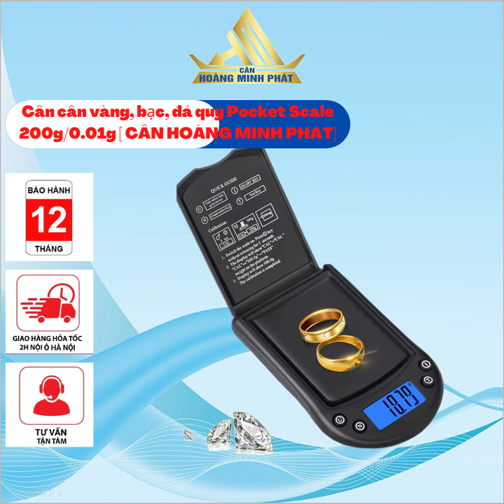 Cân tiểu ly điện tử 200g 0.01g pocket scale chính hãng phù hợp cân vàng, bạc, đá qúy