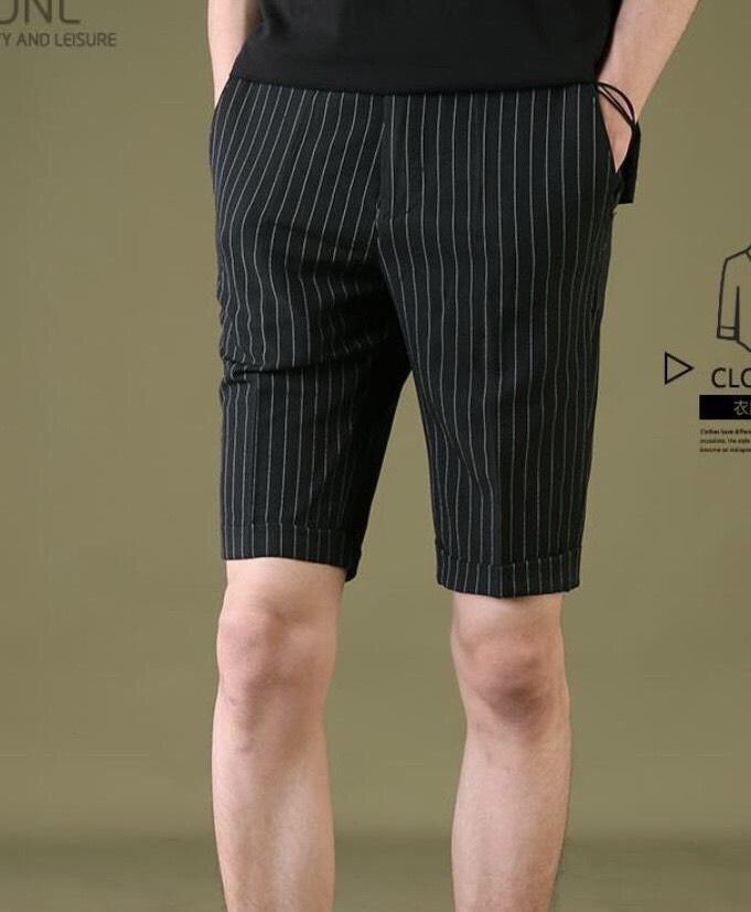 Quần short tây âu caro sọc dọc