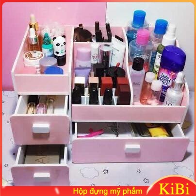Kệ Mỹ Phẩm 3 Ngăn Kéo Màu Hồng - Khay Đựng Son