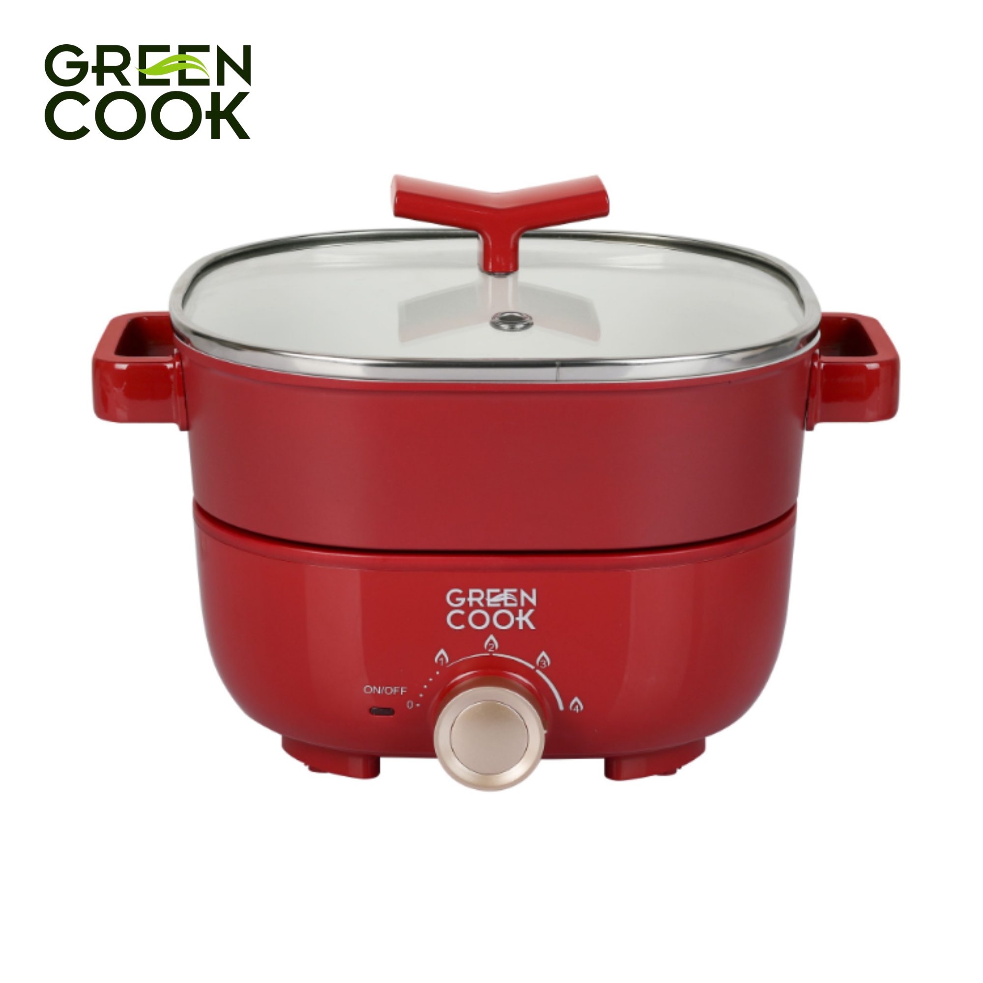 Nồi lẩu điện nướng điện đa năng có xửng hấp Green Cook GCEH233-3L - Hàng chính hãng