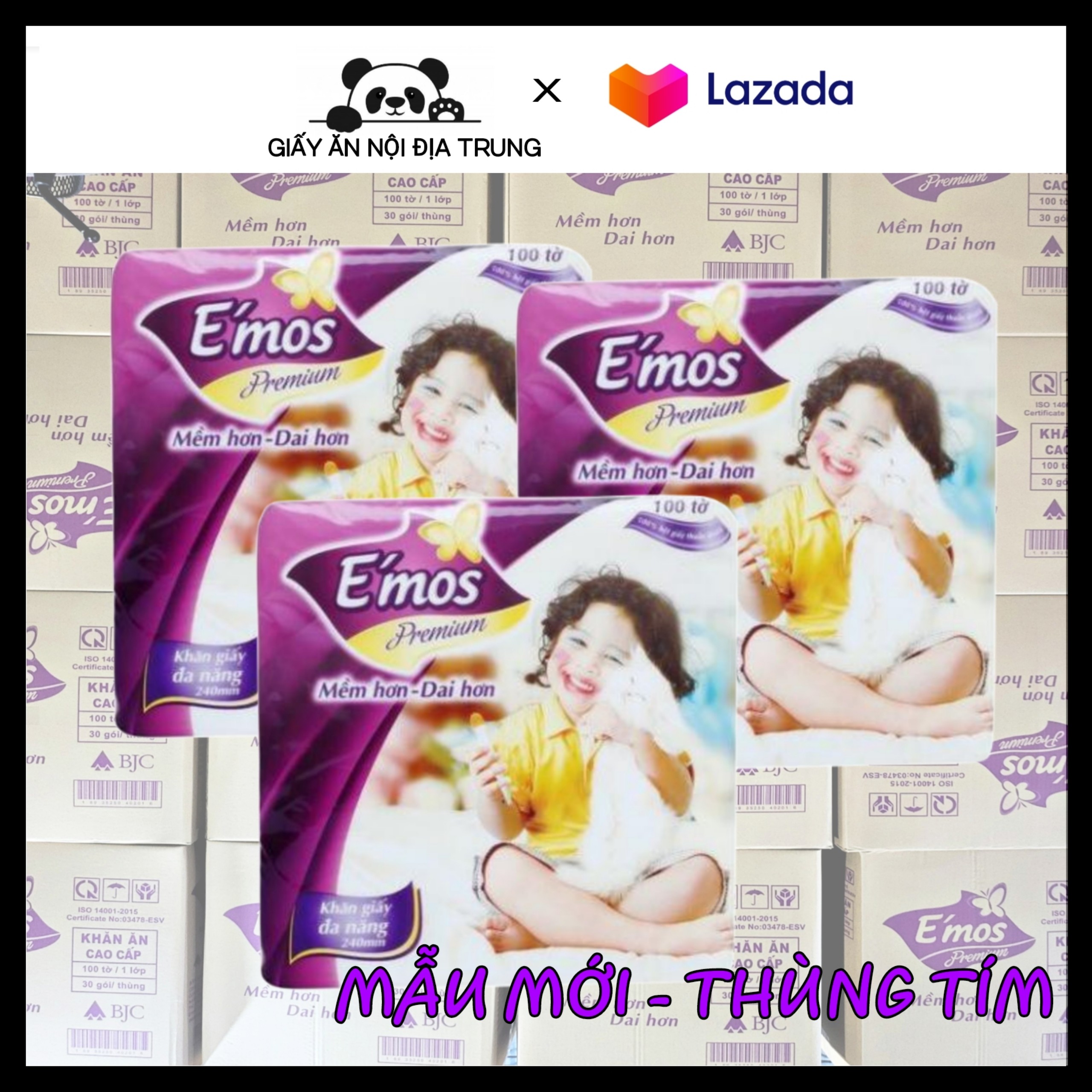 Combo 30 gói giấy ăn e'mos size lớn cao cấp siêu dai siêu mịn