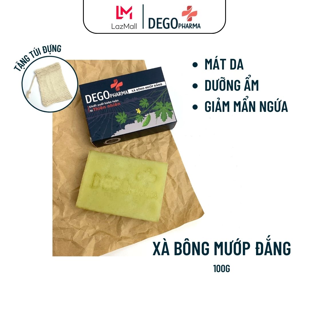 Xà bông mướp đắng làm sạch da, giảm mụn DEGO PHARMA - Xà phòng tự nhiên, xà bông tắm sinh dược giúp bạn loại bỏ tế bào chết, giảm mụn lưng và đều màu da, chất liệu 100% tự nhiên