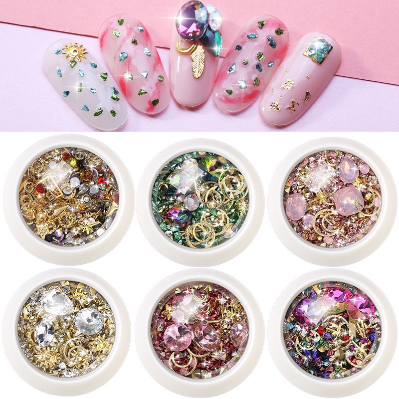 Charm đính móng mix charm sắt, charm đá đủ màu. Charm đính móng trang trí nail giá rẻ