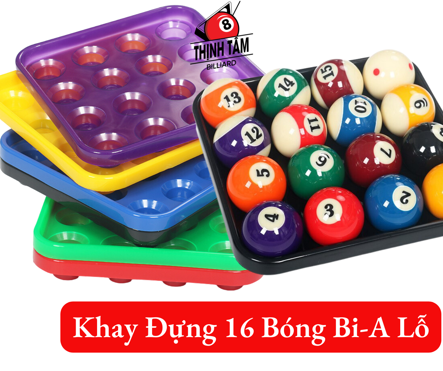 Khay đựng bida lỗ, bi-a pool 16 lỗ nhựa abs cao cấp