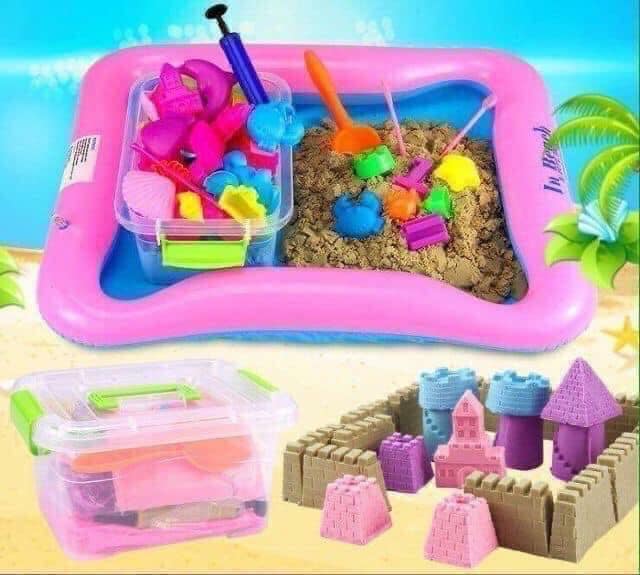 CÁT NẶN SINH HỌC CHO BÉ-Hộp đồ chơi đất nặn  có khuôn hình cho bé , đồ chơi đất sét cho trẻ em , cát nặn cho bé , đồ chơi thủ công bằng đất sét cho trẻ,kích thích phát triển năng khiếu(bộ gồm cát nặn+ phao+bơm+20 chi tiết)