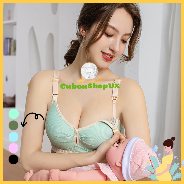 Áo ngực bà bầu 2099 Áo lót cho con bú và sau sinh chống chảy xệ Áo bra nâng ngực cotton mềm mịn không gọng CubonShopVX
