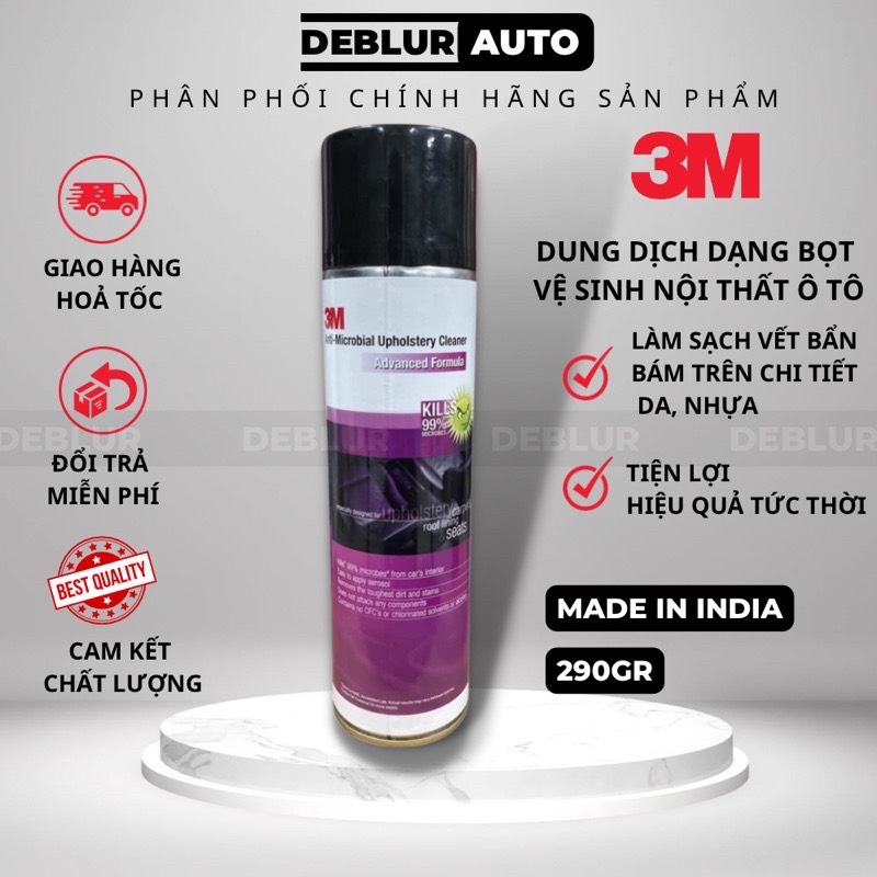 Chai xịt bọt vệ sinh nội thất ô tô, nhựa taplo - làm sạch ghế da, nỉ - vệ sinh sofa - tẩy ghế sofa 3m chính hãng