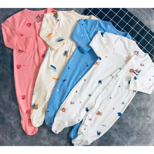 Bodysuit dài liền tất cho bé sơ sinh, từ 3kg đến 15kg, chất liệu cotton ấm áp cho bé mặc thu đông hàng cao cấp