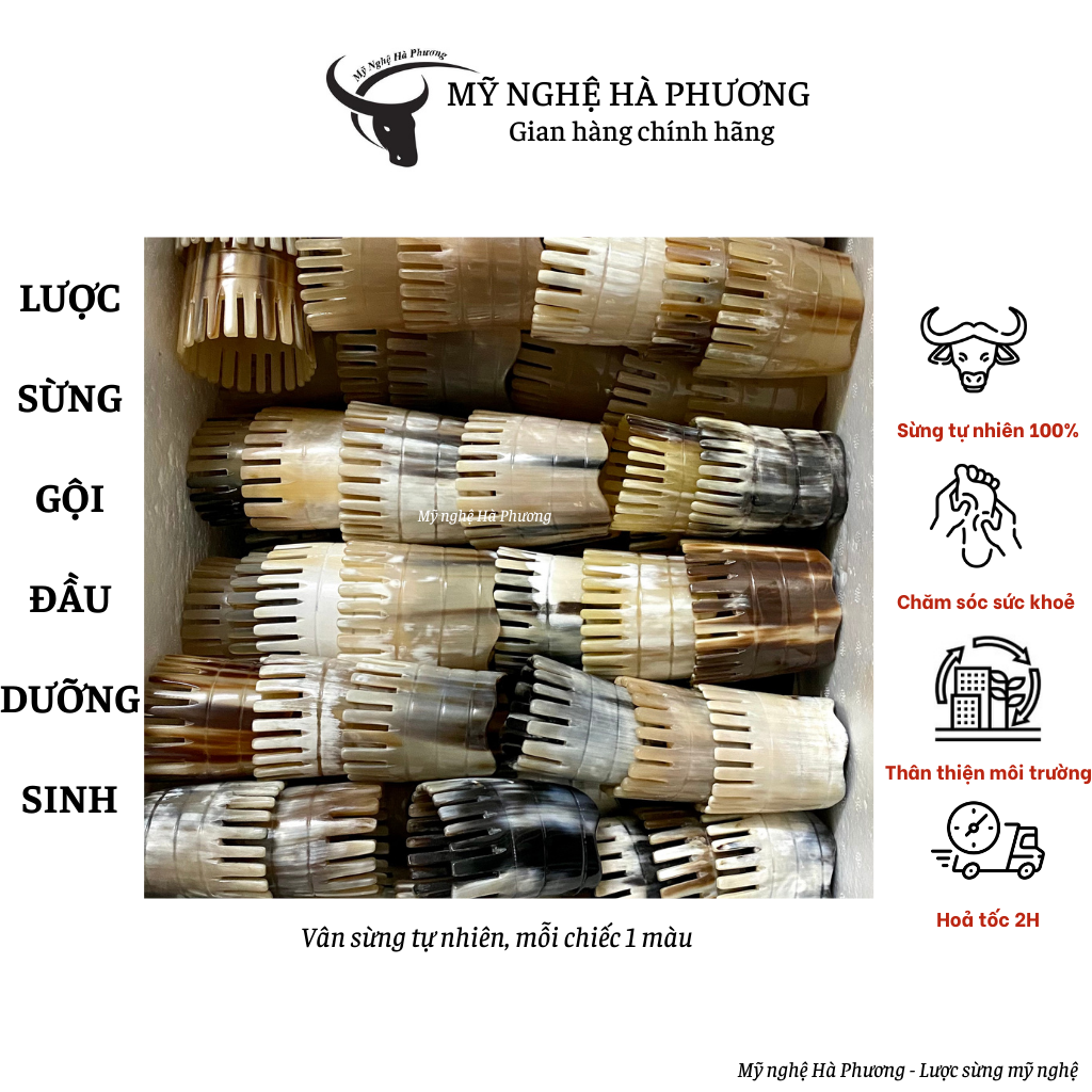 Lược sừng Massage đầu, gội đầu cực thích giúp lưu thông máu, dùng gội đầu dưỡng sinh