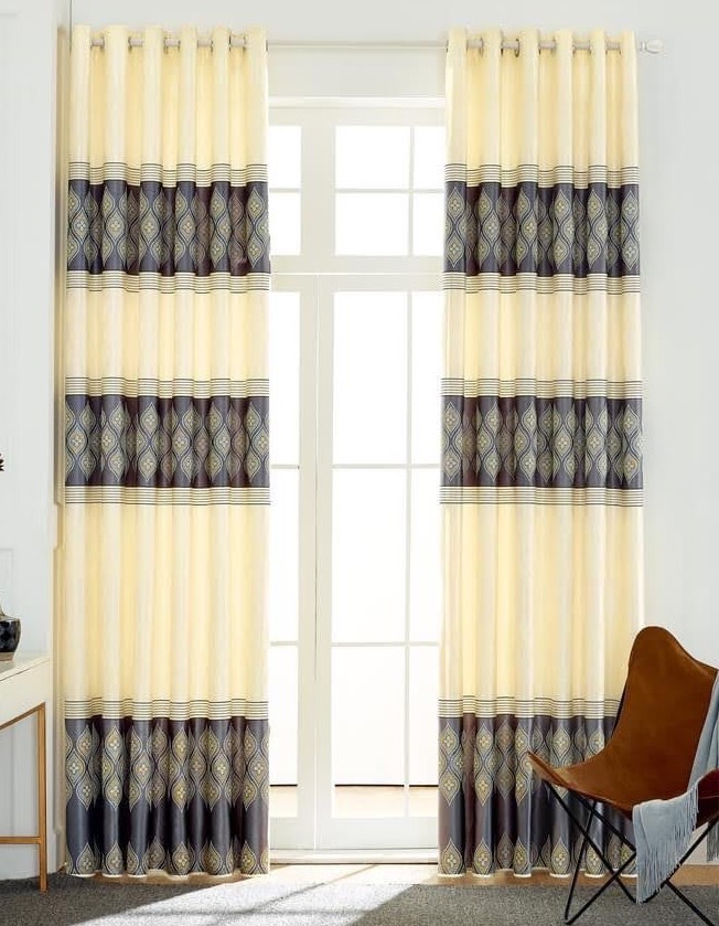 Rèm cửa đi, cửa phòng ngủ, cửa chính chống nắng giá rẻ,màu vàng-đen TNS-039