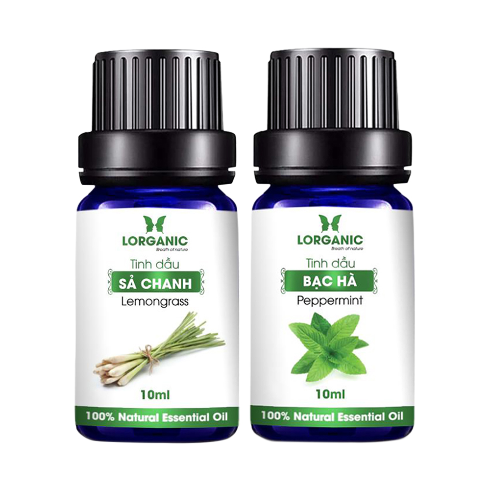 Combo Tinh Dầu Sả Chanh Lorganic + Bạc Hà Lorganic
