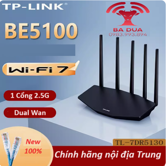 Bộ phát wifi mesh wifi 7 dual wan 2.5g gigabit tplink tp-link 7dr5130 be5100