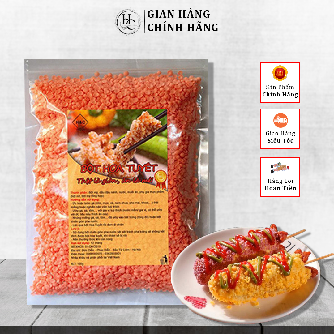 Bột hoa tuyết chiên xù 500g - giòn tan màu đỏ