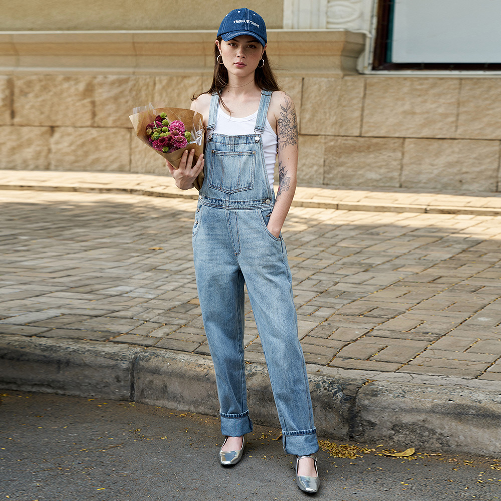 TheBlueTshirt - Quần Yếm Jeans Nữ Màu Xanh Nhạt - The Original Denim Overalls - Painter Vintage Wash