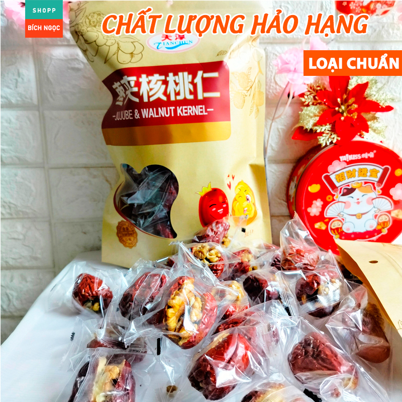 Táo đỏ kẹp óc chó chất lượng tuyệt hảo Tết 2023, Táo đỏ kẹp nho khô óc chó siêu dinh dưỡng – Túi 500g