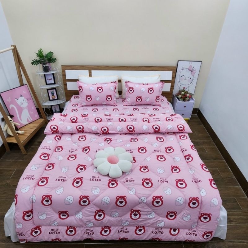 Bộ 5 món chăn phao ga gối poly cotton hàng loại 1 chăn m8x2m chọn mẫu