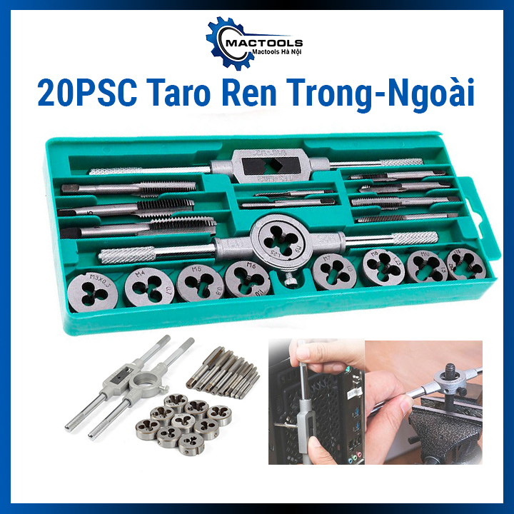 Bộ taro 20psc tạo ren trong ren ngoài cho bulong ốc vít