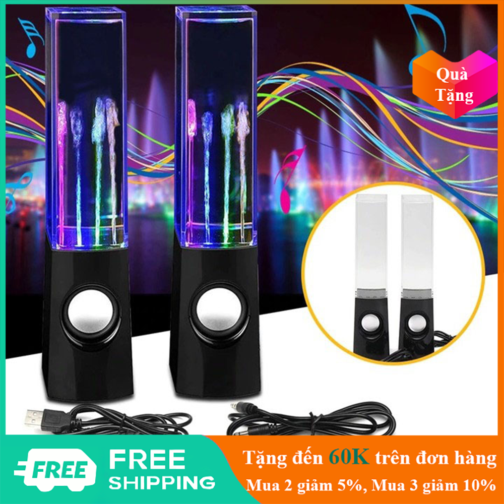 Loa vi tính bass mạnh kèm đèn led mini có nước nhảy 3d sinh động công suất 3W - AT0027