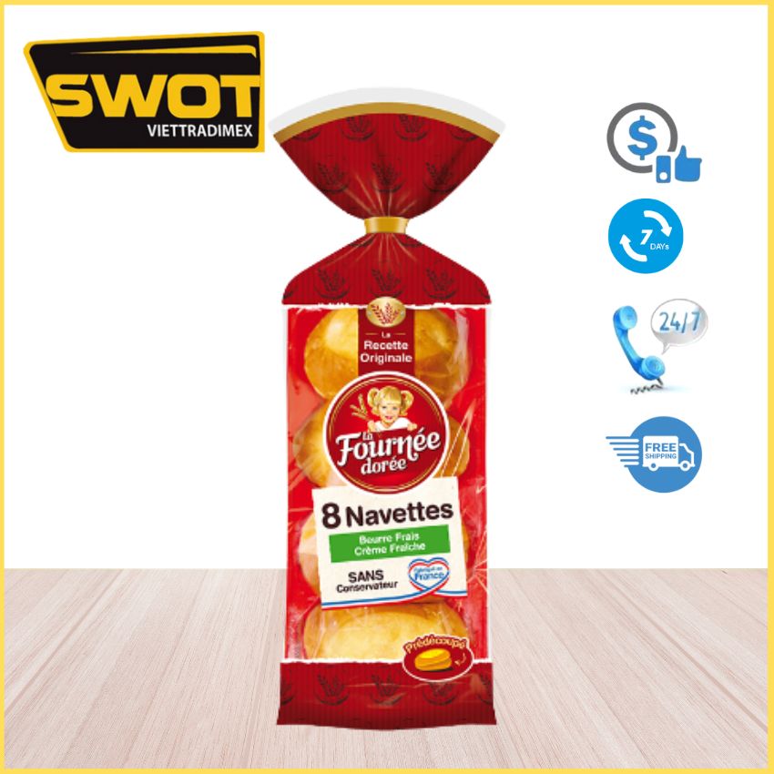 , bánh mì la fournée doree navettes cream - 400g - pháp,swot, laz-bah000014, bánh mì ổ mini vị bơ, pháp- 400g, quà tặng voucher giảm giá 30k