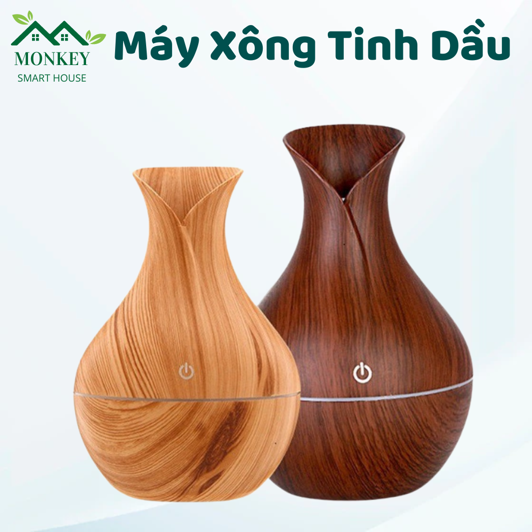 Máy xông tinh dầu vân gỗ, máy phun sương tạo độ ẩm, khuếch tán tinh dầu xông phòng thiên nhiên
