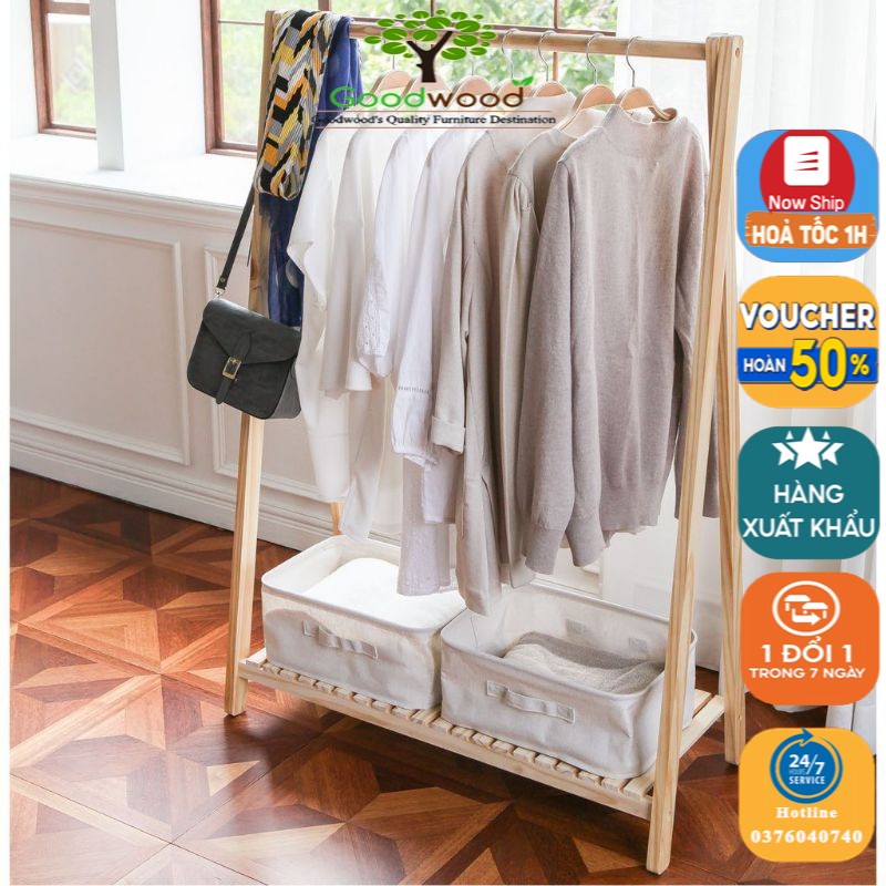 Kệ treo quần áo, giá treo quần áo để giày dép bằng gỗ đa năng chữ a 140 x 70 x 30 cm