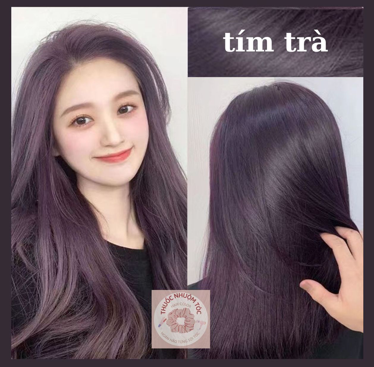Thuốc nhuộm tóc tại nhà màu tím trà , trà tím ,tặng oxy gang tay