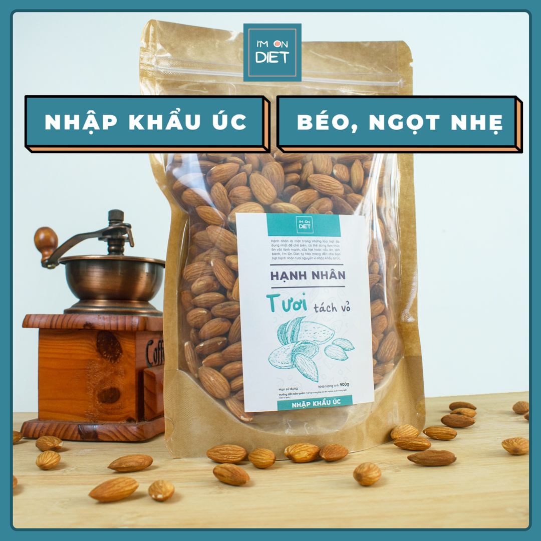 500g hạnh nhân tươi - hạnh nhân sống tách vỏ - nhập khẩu úc - làm sữa - trộn salad - làm bánh - ăn vặt healthy - làm bơ