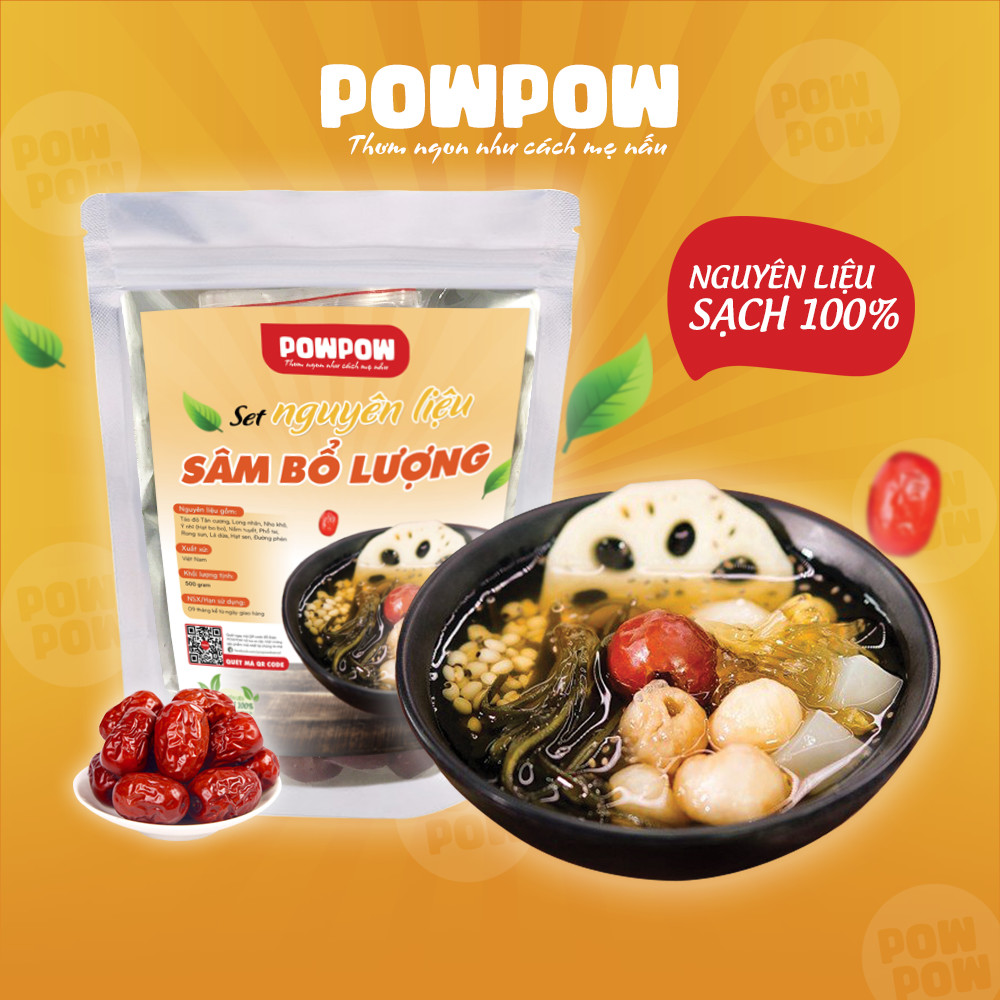 Set chè sâm bổ lượng 10 vị 500g powpow nấu được 12 - 15 ly