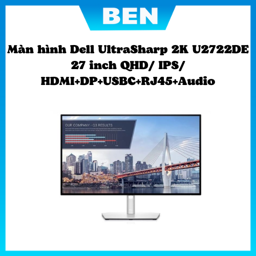 Màn hình Dell UltraSharp 2K U2722DE 27 inch QHD/ IPS/ HDMI+DP+USBC+RJ45+Audio HÀNG CHÍNH HÃNG