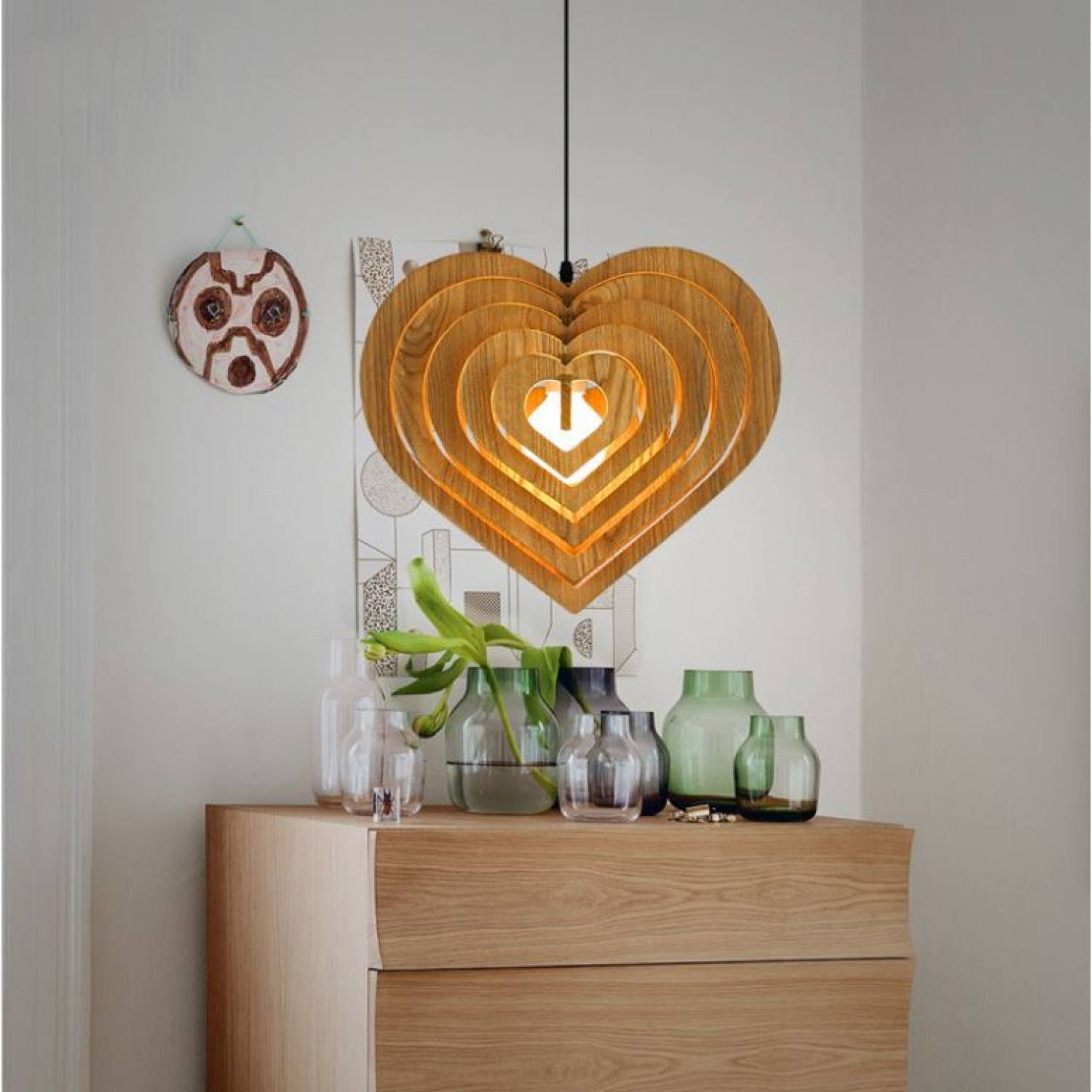 Đèn gỗ trái tim DG059 - Đèn gỗ thả trần trang trí nhà cửa, quán cafe