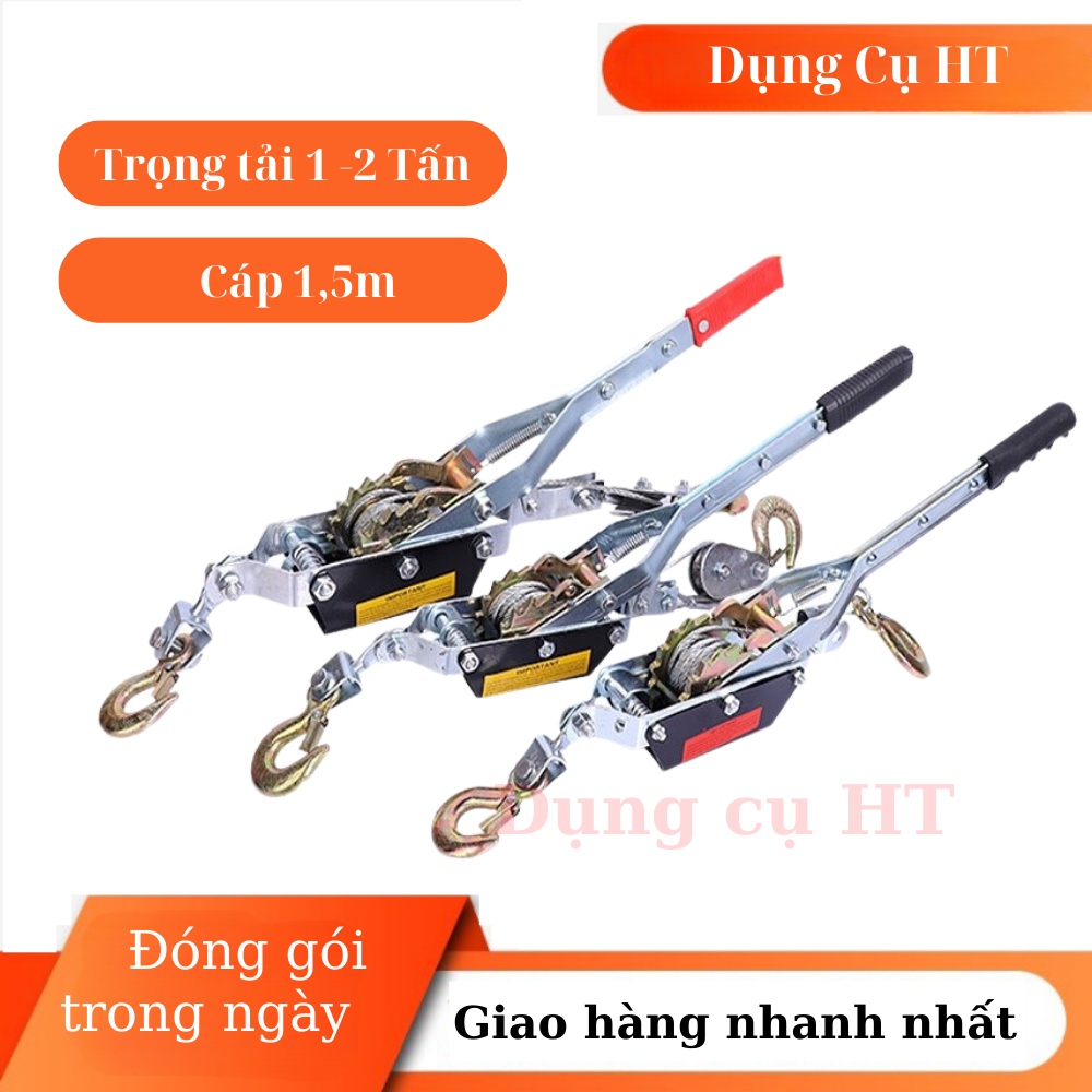 Pa lăng cáp lắc tay 1,5 mét - tời cứu hộ , chằng buộc hàng tiện ích