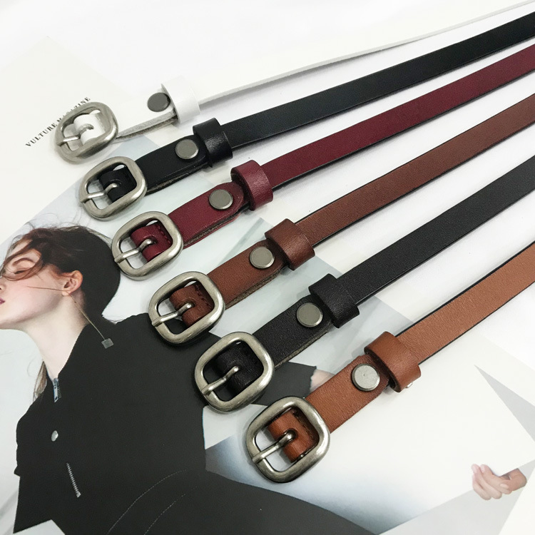 Dây nịt đầm, dây lưng da, thắt lưng nữ da thật, bản nhỏ 1cm W08